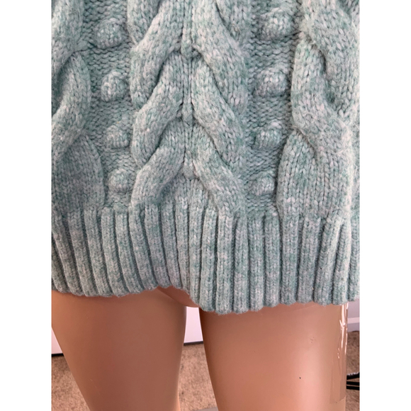 A New Day Women's Ribbed Cable Knit Sweater Med Mint Green Crewneck Cottagecore - Picture 5 of 14
